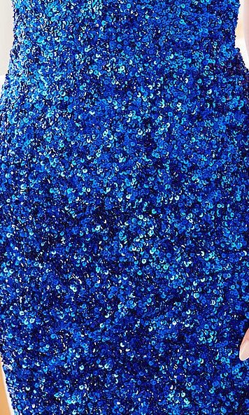 Amarra-Royal Blue Short Sequin X-Back Homecoming Dress